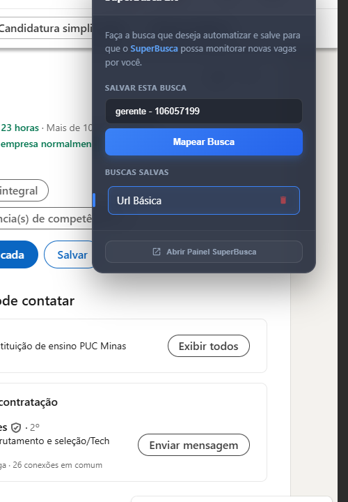 Assistente de URLs em execução no LinkedIn