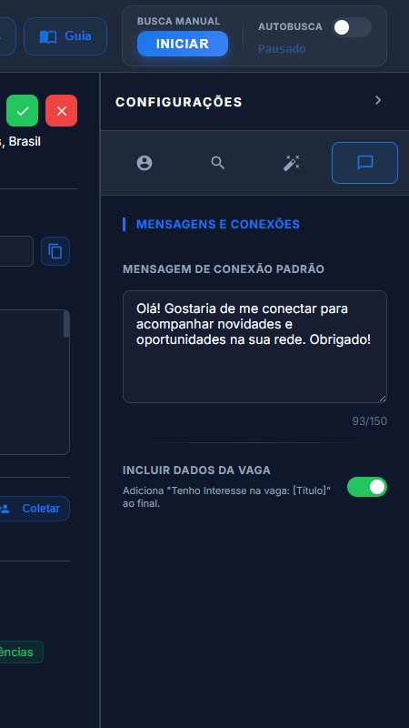 Configuração de Mensagens